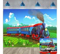 GYA 7x5ft Stream Train Party Theme Backdrop for Photography Christams Train Background Children Birthday Party Adventure Family Kids Portrait Gathering Photography