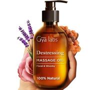 Gya Labs Destressing Massage Oil for Sore Muscles - Spa Quality Sore Muscle Massage Oil - Warming Massage Oil for Sore Muscles - Body Massage Oil for Men & Women - 100% Natural (200 ml)