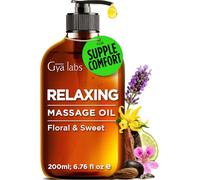 Gya Labs Relaxing Massage Oil for Muscle Pain & Massage Therapy, 200ml | Daily self-care & couples | jojoba, argan, sweet almond & bergamot blend | absorbs fast, no sticky feel | floral scent