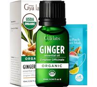Gya Labs USDA Certified Organic Ginger Essential Oil for Warming Massage, Diffuser - for Topical Use, Hair, Aromatherapy, Spicy & Energizing Aroma - DIY Candle Making Scents - 10ml