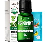 Gya Labs USDA Certified Organic Peppermint Essential Oil for Diffuser - for Topical Use, Hair, Body, Massages, Aromatherapy, DIY Candle Making Scents - 10ml