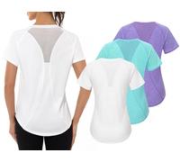 Gyabnw 3 Pack UPF 50+ Women’s Sun Protection Tops Quick Dry Breathable Back Mesh Running Yoga Sports Shirts Lightweight UV Blocking for Summer