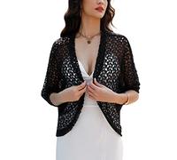 Gyabnw Borelo Shrug for Women Short Sleeve Cardigans Summer Crochet Jacket Casual Wedding Events Black