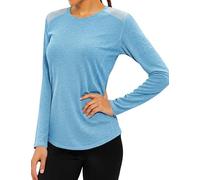 Gyabnw Gym Tops for Women UK Long Sleeve Round Neck Activewear Workout Fitness Comfortable Basic Top Blue