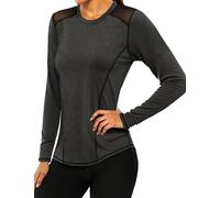Gyabnw Gym Tops for Women UK Long Sleeve Round Neck Activewear Workout Fitness Comfortable Basic Top Deep Grey
