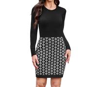 Gyabnw Jumper Dress for Women UK Knitted Winter Dresses Cable Knit Cocktail Party Bodycon Wear Formal Casual Woolen Sweater Black