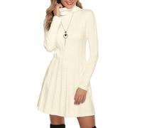 Gyabnw Jumper Dress for Women UK Knitted Winter Dresses Turtleneck Cable Knit Cocktail Party Wedding Guest Formal Casual A Line