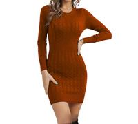 Gyabnw Knitted Bodycon Cocktail Dresses for Women UK Elegant Party Wear Dress Crew Neck Winter Jumper Tunic Sweater