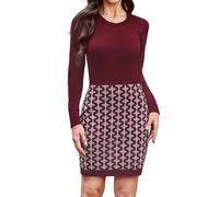 Gyabnw Knitted Bodycon Dresses for Women UK Winter Jumper Dress Party Wear Long Sleeve Tunic Sweater Formal Casual Work Office Going Out Red