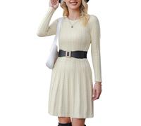 Gyabnw Knitted Cocktail Party Dresses for Women UK Elegant Dress Long Sleeve Winter Jumpers Tunic Sweater A Line Going Out