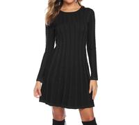 Gyabnw Knitted Winter Jumper Dresses for Women UK Party Dress Crew Neck Cable Knit Sweater Tunic Going Out Formal Casual Work