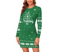 Gyabnw Ladies Christmas Jumpers UK Xmas Santa Dress Sweater Dresses Snowflake Dress Knitted Pullover Party