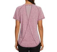Gyabnw Ladies Gym Tops Women Short Sleeve Casual Workout Yoga Running Top Crew Neck Back Mesh Fitness Athletic Tee Shirts Pink