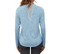 Gyabnw Long Sleeve Sports Tops for Women Gym Wear Yoga Tshirt Running Workout Activewear Pilates Hiking Exercise Blue