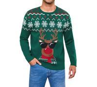 Gyabnw Reindeer Jumper Mens Christmas Sweater Cosy Warm Knitwear for Casual Dressing and Festive Mood Green