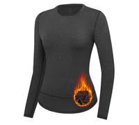 Gyabnw Thermal Tops Womens Sports Long Sleeve Base Layer Ladies Crew Neck Underwear for Running Yoga Training Dark Grey