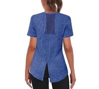 Gyabnw Women's Athletic Top Short Sleeve Crew Neck Mesh Back Design Loose Fit Sports Shirt for Running, Gym & Yoga