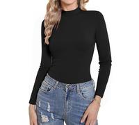 Gyabnw Women's Base Layer Turtleneck Tops Long Sleeve Thermal Shirt for Training Hiking Gym Black