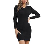 Gyabnw Womens Christmas Party Dresses UK Ladies Knitted Winter Jumper Dress Cocktail Sweater Bodycon Tunic Office Casual Knitwear Black