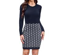 Gyabnw Womens Christmas Party Dresses UK Ladies Knitted Winter Jumper Dress Cocktail Sweater Bodycon Tunic Office Casual Navy