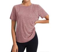 Gyabnw Women's Short Sleeve Gym Tops Crew Neck Mesh Yoga Tops Lightweight Quick Dry Sportswear UK Gym Clothing Pink