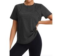 Gyabnw Women's Short Sleeve Gym Tops Crew Neck Mesh Yoga Tops Lightweight Quick Dry Sportswear UK Gym Clothing Black