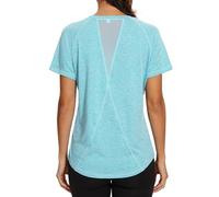 Gyabnw Women's Sports T-Shirt Gym Tops Back Mesh Loose Fit Yoga Running Top Lightweight Moisture Wicking Crew Neck Short Sleeve for Ladies Sky Blue