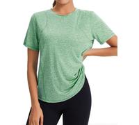 Gyabnw Women's Sports T-Shirts Crew Neck Short Sleeve Gym Tops Breathable Mesh Workout Shirts Lightweight Quick Dry Activewear for Fitness Yoga Green