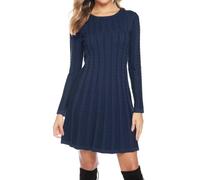 Gyabnw Women's Turtleneck Knitted Dress, Knitted Jumper, Elegant Winter Dress, Fashionable Jumper Dress, Midi Dress for Leisure, Cocktail Parties, navy blue, XL