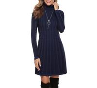 Gyabnw Women's Turtleneck Knitted Dress, Knitted Jumper, Elegant Winter Dress, Fashionable Jumper Dress, Midi Dress for Leisure, Cocktail Parties, S