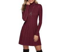 Gyabnw Women's Turtleneck Knitted Dress, Knitted Jumper, Elegant Winter Dress, Fashionable Jumper Dress, Midi Dress for Leisure, Cocktail Parties, S