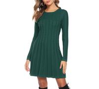 Gyabnw Women's Turtleneck Knitted Dress, Knitted Jumper, Elegant Winter Dress, Fashionable Jumper Dress, Midi Dress for Leisure, Cocktail Parties, Green, L