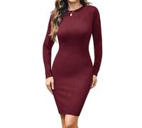 Gyabnw Women's Winter Knit Jumper Dress Bodycon Long Sleeve Crew Neck Sweater Dress for Warmth