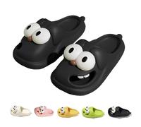 Gyagalre Tongue Kiss Slippers, Cute 3D Dog Slippers Big Eyes Kissing Slippers with Kissing Slippers, black, 4/5 UK