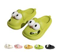 Gyagalre Tongue Kiss Slippers, Cute 3D Dog Slippers Big Eyes Kissing Slippers with Kissing Slippers, Green, 4/5 UK