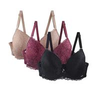 Gyaimxfu Pack of 3 Women's Bra with Underwire Push Up Bra Lace Bra Women Soft Comfortable Sexy Classic Bra with Adjustable Straps Women's Bra Set Women Bra for Sports and Everyday Use 2, blue, 36D