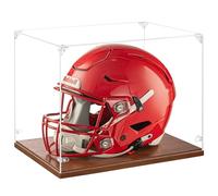 GYaozii Mini Helmet Display Case, UV Protection Thickened Clear Acrylic Souvenirs and Collectibles Box, 1/2 Football Baseball Helmet Showcase with Solid Wood Base for Sports Enthusiast