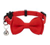 Gyapet Cat Collar with Bell Breakaway Kitten Small Puppy Safety Bow Tie Solid Wedding Basic Color [1pc] Red