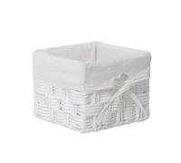 GYASVWU Small Paper Rope Woven Basket for Organizing, Square Wicker Storage Basket White, Boho Decor Baskets for Shelves, Small Baskets for Gifts/Toy Organizer/Snack Bin/Towel Storage (White - Small)