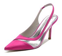 Gycdwjh 8.5cm Women's Heels Bridal Pumps Slingback Closed Toe Satin Wedding Party Dress Court Shoes Sexy Dress Shoes,Rose Red,9 UK