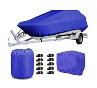 Gycdwjh Trailerable Boat Cover, Heavy-Duty Waterproof Cover 210D UV-Resistant Oxford Cloth Boat Covers with Engine Hood for Boston Whaler, Carolina Skiff,Blue,19~21FT:768 * 525cm