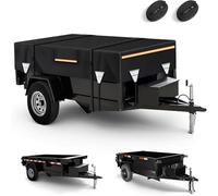 Gycdwjh Waterproof Dump & Utility Trailer Cover, 420D Heavy Duty Windproof Dump Trailer Covers All-Weather Protection with Windproof Ropes,Black,7 * 14:(430 * 213 * 60CM)