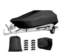 Gycdwjh Whaler Style Fishing Skiff Boats, Trailerable Tri-Hull Flat Front Center Console Boats 420D with Outboard Motor for Boston Whaler, Carolina Skiff,Black,20~22FT:700 * 254cm