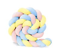 GYCF Braided Mat Cuddle Cushion, Decor Knot Pillow Bed Guard Rail, Braided Pillows Knotted Soft Anti-Fall All-Round Protection Pillow, Knot Nursing Cushion,Pink+Yellow+Blue,5 m