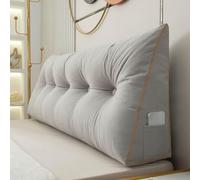 GYCF Triangular Headboard Pillow Wedge Pillow Soft Large Comfy Reading Pillows for Beds Sofas Back Lumbar Bolster Support Pillow Bedroom Wedge Cushions,Grey,60 * 50 * 20CM