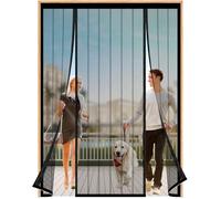 GYCQRS Double Door Magnetic Fly Screens - 130x210cm, Black Striped, Modern Style, Double Door Screen Curtain for Patio, Sliding, French Doors