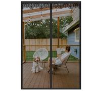 GYCQRS Magnetic Fly Screen Doors Keep Insects Out Mosquito Door Screen, Fly Screen French Doors, Top-to-Bottom Seal Automatically for Balcony Sliding Living Room Children's Room (Black, 215x220CM)