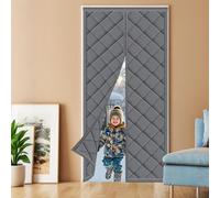 GYCQRS Thermal Insulated Door Curtain, 65x190cm, Magnetic Door Cover Curtain, Self-Sealing Temporary Door Keep Warm in Winter Cool in Summer for Air Conditioner Heater Room Home, Pet Friendly