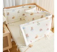 GYCS Adjustable Baby Cot Bumper Set Headboard Protector Cushion Side Protectors with Adjustable Ties Breathable Mesh Cot Liner with Padded Rails for Cot Bedside Protection,B04,150x28cm