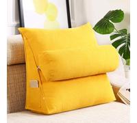GYCS Adjustable Lumbar Cushion,Back Support Pillow,Bed Reading Pillow with Ergonomic Backrest Comfortable Support Pillow for Reading in Bed, Sofa Relaxation,lemon yellow,60 * 50 * 20cm